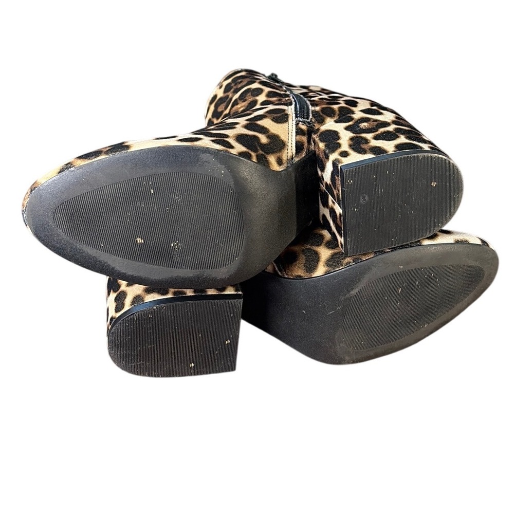 Madden Girl Leopard‎ Print Block Heel Ankle Booties Tan Black Animal Print 8.5 - Picture 10 of 11